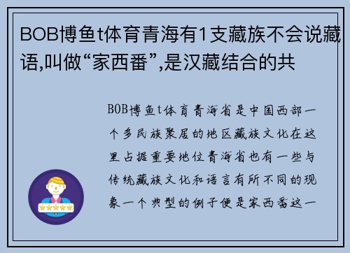 BOB博鱼t体育青海有1支藏族不会说藏语,叫做“家西番”,是汉藏结合的共 - 副本